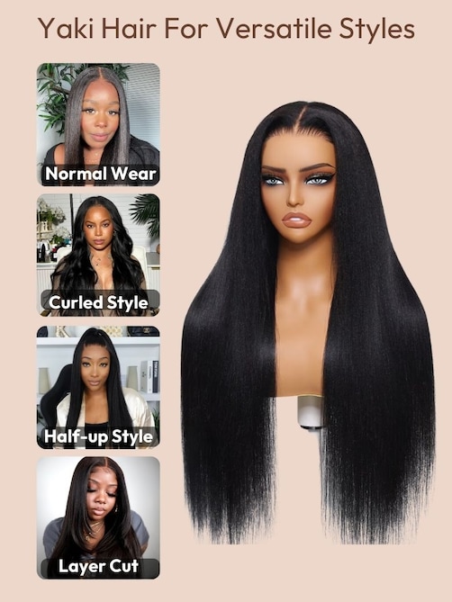 UNice Bye Bye Knots™ Wig 7x5 Glueless Lace With Elastic Drawstring Yaki Straight Wig