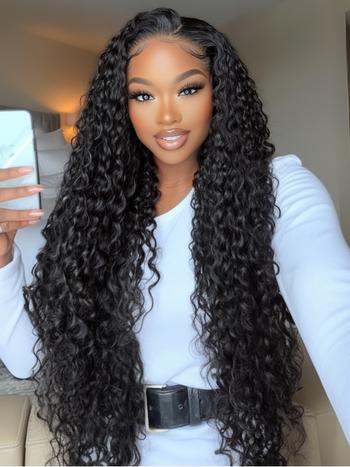 36 Inch 180% Density Glueless HD Lace Curly Human Hair Wig with Bleached Knots Match All Skin Tones