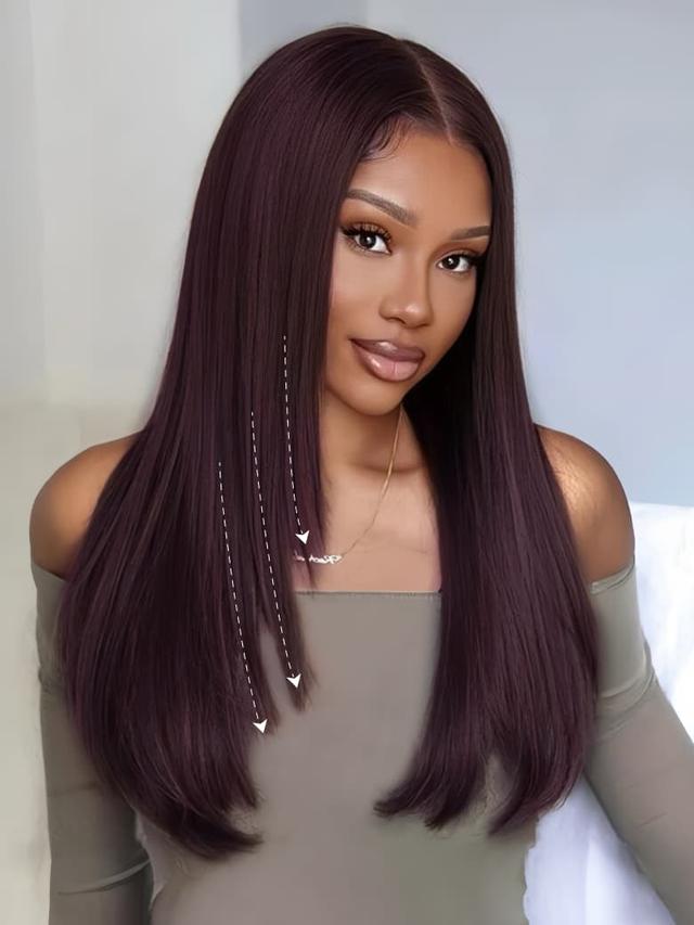 13x4 Pre-Everything™ Lace Frontal Black Cherry Perfect Melt Layered Straight Wig