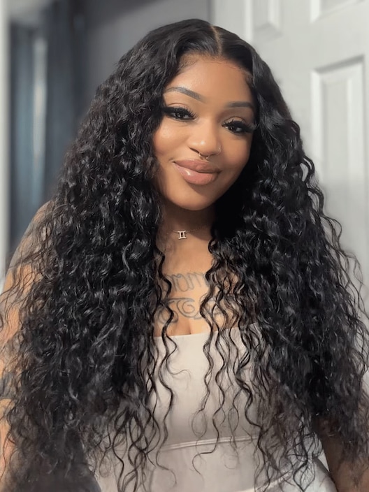 7x5 Bye Bye Knots Wig Quick Install Lace Water Wave Invisible Knots Lace Wig 150% Bouncy Density