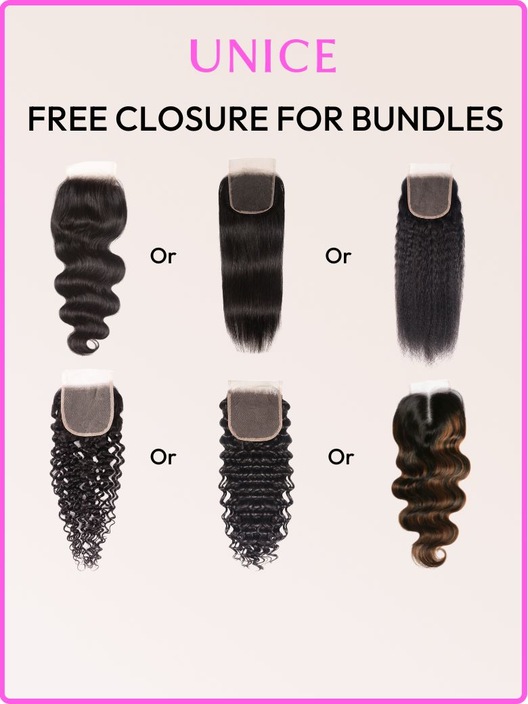 UNice 20" 4x4 Free Part Lace Closure Body Wave For Bundles Deals