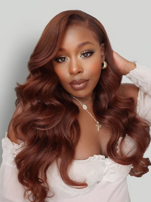 [BOGO FREE] 13x4 Transparent Lace Reddish Brown Winter Vibe Body Wave Human Hair Wig