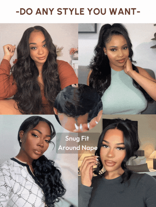 UNice 13x4 Pre-Everything™ Transparent Lace Front 3D Body Wave Wig Real Ear To Ear With Invisi Drawstring Wig Lace Fit Better