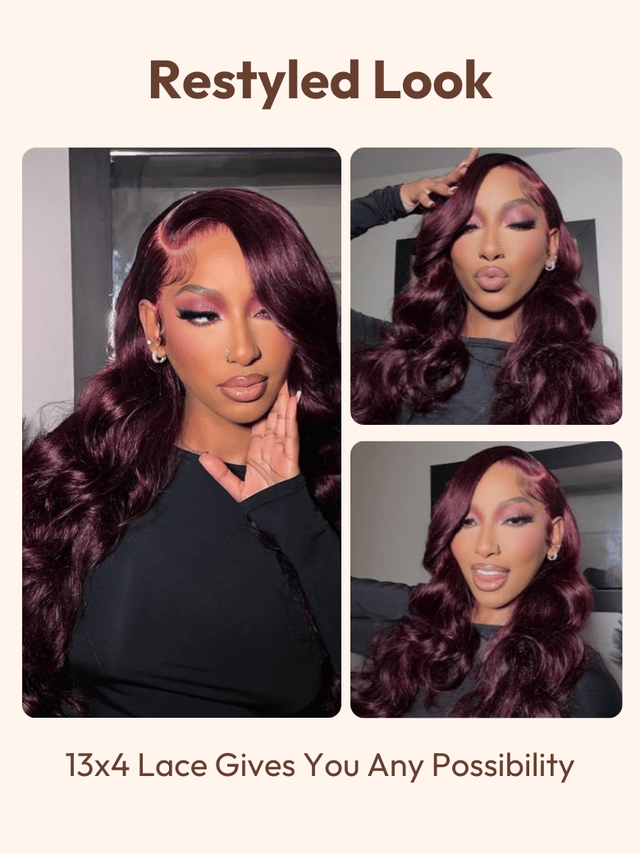 13x4 Pre-Everything™ Lace Frontal Black Cherry Perfect Melt Layered Straight Wig