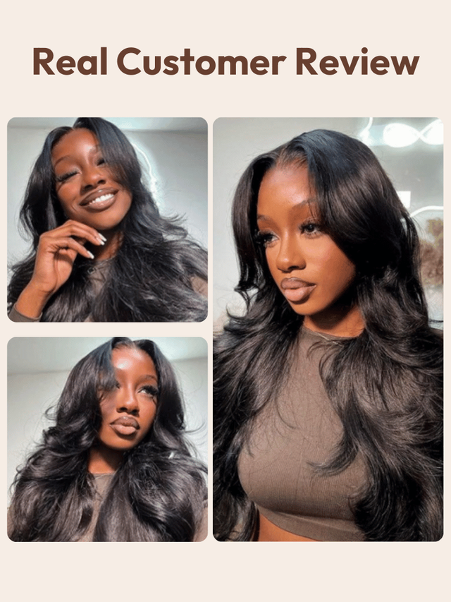 13x4 Pre-Everything Lace Frontal Black Fluffy Natural Loose Wave Curtain Bangs Wig