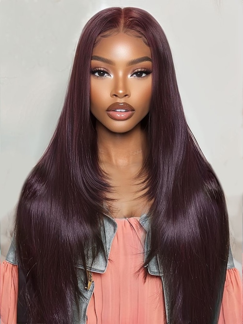 13x4 Pre-Everything™ Lace Frontal Black Cherry Perfect Melt Layered Straight Wig