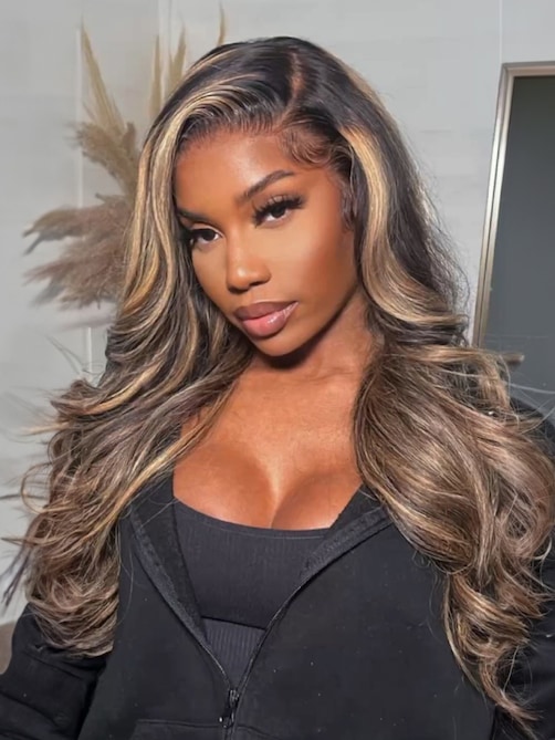 [22"=$89] 13x5 T Part Lace Wig Body Wave Wig Shadow Root Blonde Highlight Bouncy Hair