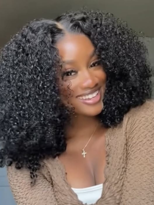 [22"=$119] Kinky Curly 0 Skill Needed Natural Scalp Wig U Part Wig No Gel NO Leave Out