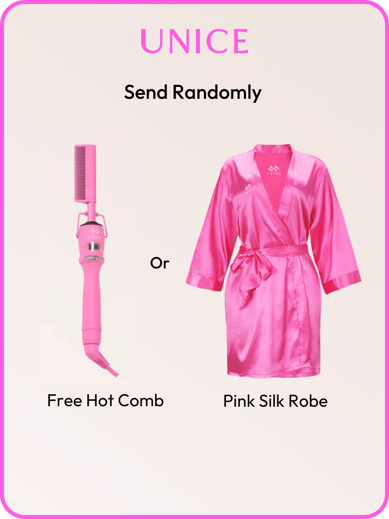 UNice Special Gift Free Electric Hot Straightening Comb Or Pink Silk Robe