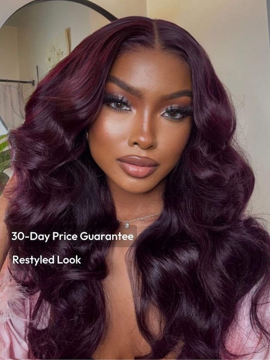 7x5 Bye-Bye Knots™ & 13x4 Pre-Everything™ Lace Frontal Black Cherry Layered Straight Wig