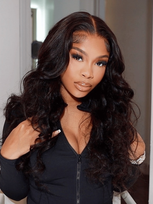 [Only $69] 13x4 Transparent Lace Front Body Wave Black Wig Pre Plucked Natural & Versatile Style No Baby Hair