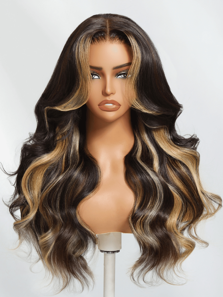 13x4 Pre-Everything Lace Wig Lace Loose Wave Butterscotch Highlights Brown Wig 150% Density