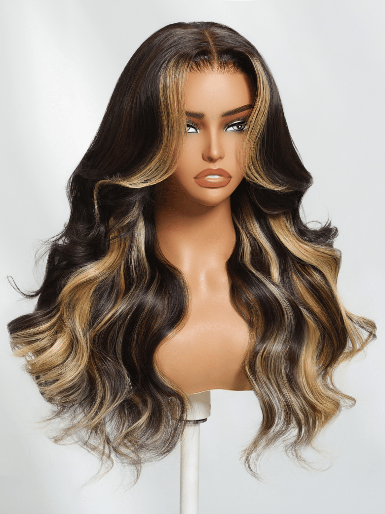 13x4 Pre-Everything Lace Wig Lace Loose Wave Butterscotch Highlights Brown Wig 150% Density