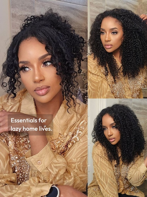 UNice EasiContour™ V Part Minimal Glueless Curly Glueless Wig With Invisi Drawstring 100% Human Hair 150% Density