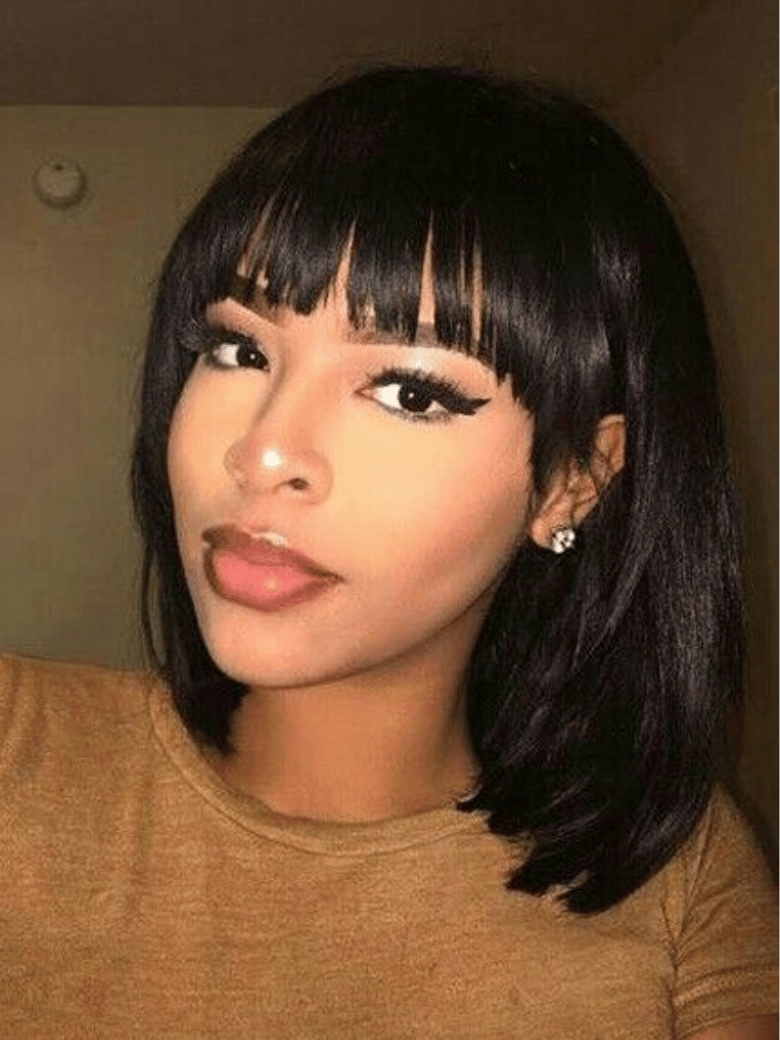 【25％OFF】 Wig Bob Straight Yaki Closure Lace 2x4 UNice with Bangs Chinese バーベキュー・調理用品