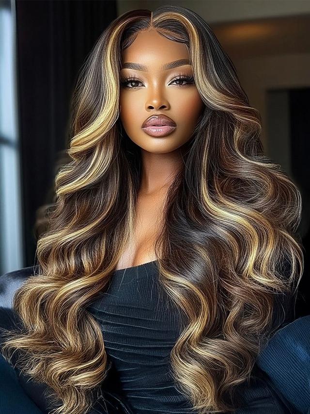 Bye-Bye Knots Wig 7x5 Lace Loose Wave Butterscotch Highlights Brown Wig 150% Density