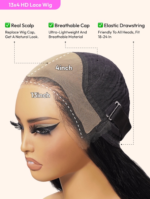 UNice HD Real Scalp™ Wig 13x4 Invisible Lace Frontal Loose Wave with Face Framing Curtain Bangs