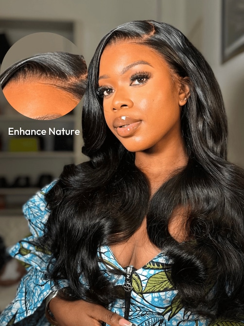 HD Real Scalp™ Wig 13x4 Invisible Lace Frontal Body Wave Black Wig