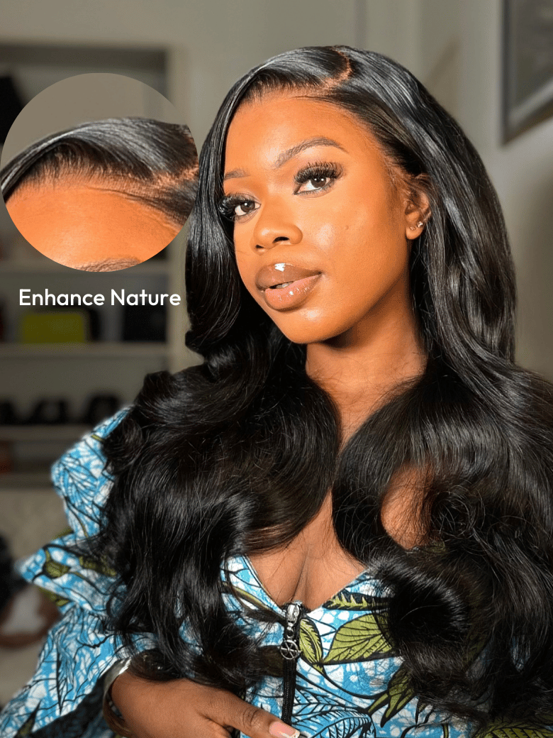 HD Real Scalp™ Wig 13x4 Invisible Lace Frontal Body Wave Black Wig