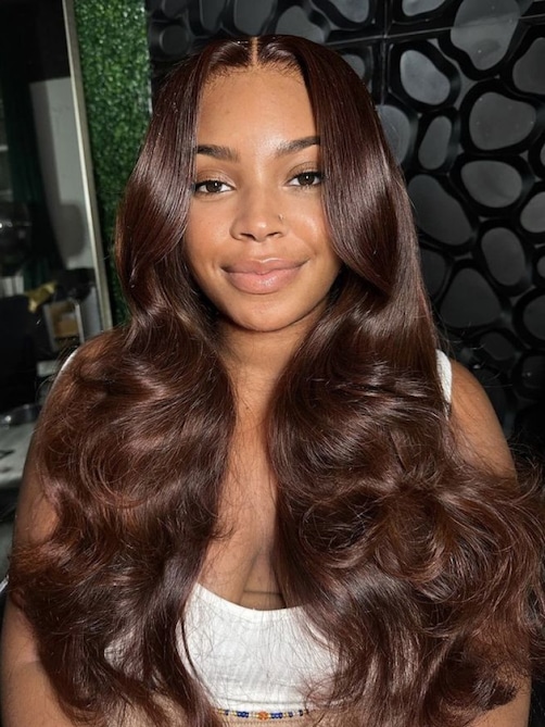 13x4 Pre-Everything Lace Front Wig Espresso Brown With Highlights Loose Wave 150% Density