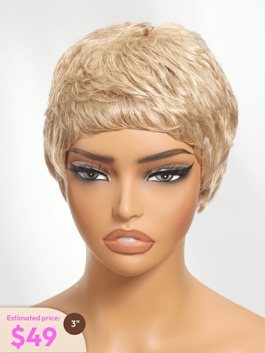 UNice Short Pixie Cut Sandy Blonde Human Hair Glueless Wig