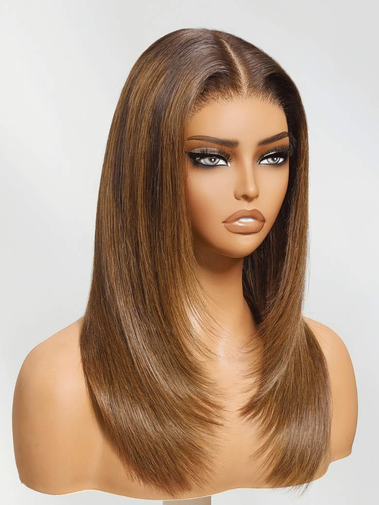 UNice Bye-Bye Knots 7x5 Lace Caramel Blonde Layered Straight Wig