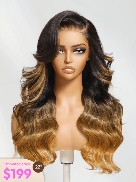 UNice Black to Caramel Ombre Wig With Side Part Face Framing Layers
