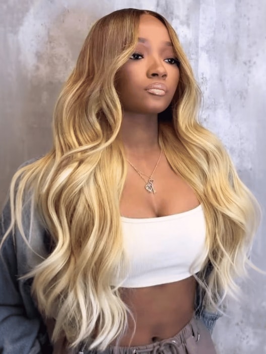 UNice Bye-Bye Knots Wig 7x5 Lace Loose Wave Honey Blonde Ombre Wig 180% Density