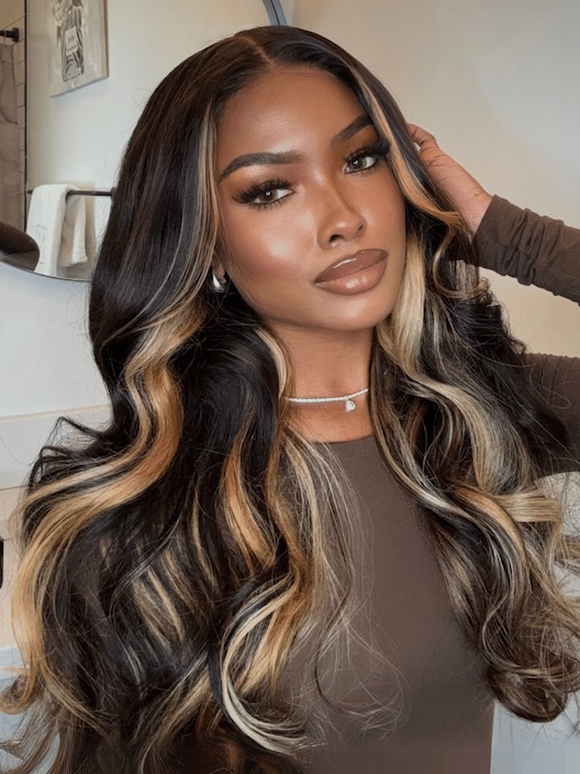 UNice Bye-Bye Knots Wig 7x5 Lace Loose Wave Butterscotch Highlights Brown Wig 150% Density