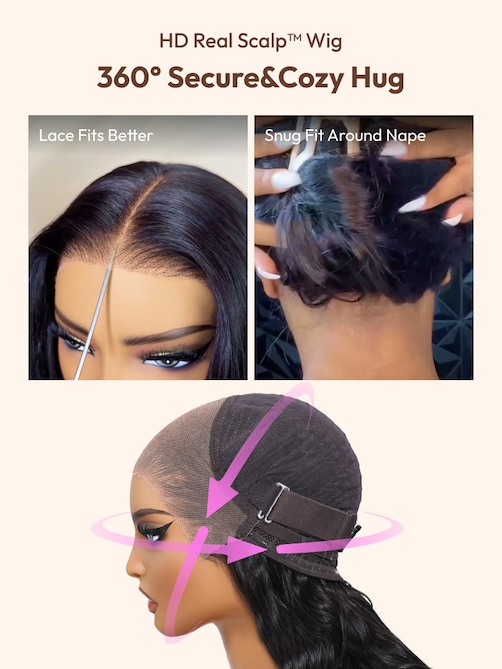 HD Real Scalp™ Wig 13x4 Invisible Lace Frontal Body Wave Black Wig