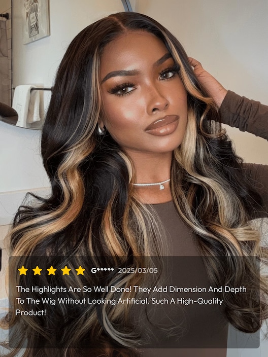 UNice Bye-Bye Knots Wig 7x5 Lace Loose Wave Butterscotch Highlights Brown Bouncy Wig 150% Density
