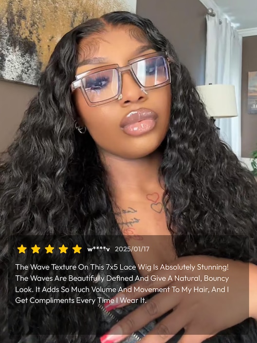 UNice 7x5 Bye-Bye Knots™ Wig Water Wave Invisible Knots With Invisi Drawstring With Baby Hair