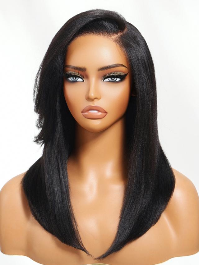 UNice Bye-Bye Knots 7x5 Lace Yaki Straight Wig with Side Swept Bangs