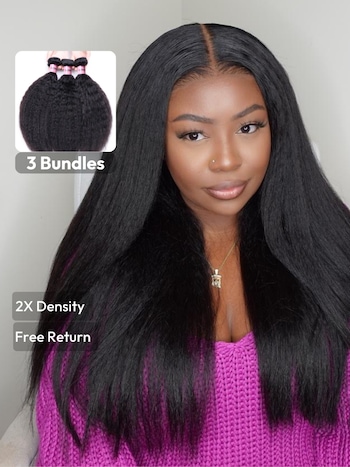 UNice 3Pcs Kinky Straight Indian Real Human Hair Bundles Deal