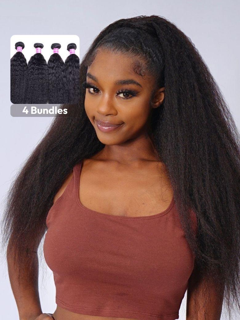 
    UNice Hair 4 Bundles Kinky Straight Unprocessed Virgin Human Hair