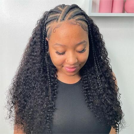 Half Feed-In Braids With Sew-In