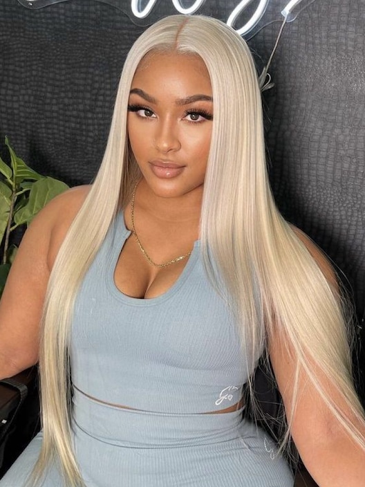 200% High Density 13x4 Lace Front Straight Hair Wig Layered Butterfly Haircut Summer Light Blonde Color