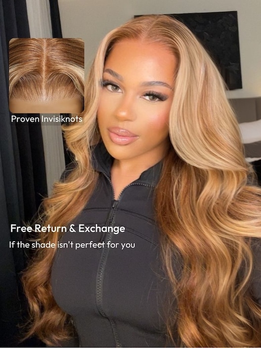 UNice Bye-Bye Knots Wig Pre-Cut 7x5 Glueless Lace & 13x4 Pre Everything Honey Blonde Body Wave Wig With Bleached Clean Knots