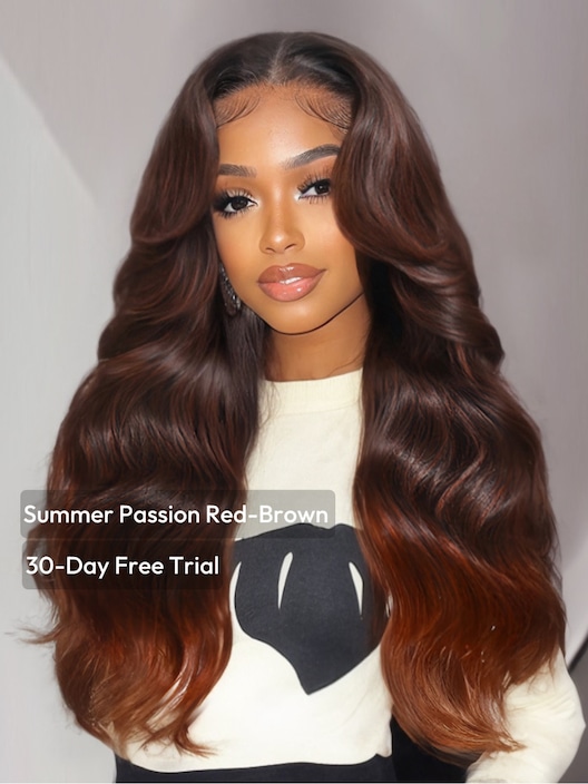 UNice 13x4 Pre-Everything™ Lace Frontal Brown to Red Ombre Loose Wave Wig With Face Framing Layers