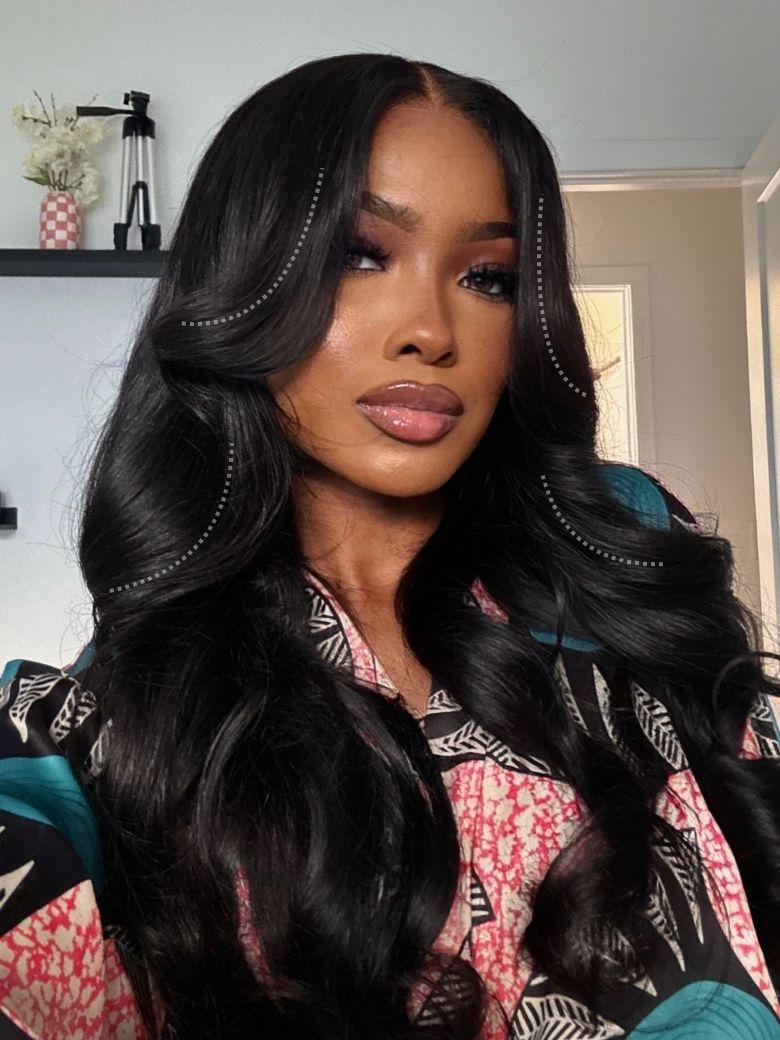 UNice 13x4 HD Real Scalp™ Wig & 7x5 Invisible Lace Frontal & Feathered Layers Drawstring Loose Wave with Face Framing Curtain Bangs