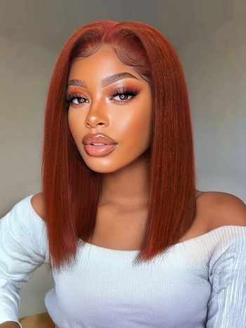 UNice Bye-Bye Knots 7x5 Lace Reddish Brown Yaki Bob Wig
