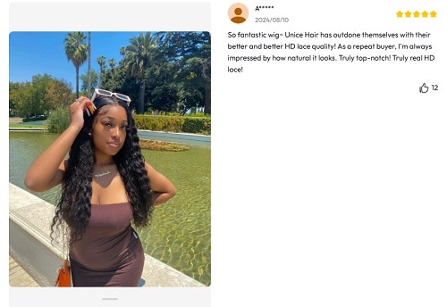 UNice HD BlendAway Lace Closure Water Wave Wig Customer Review