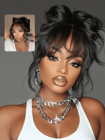 UNice 7x5 Bye-Bye Knots™ & 13x4 Pre-Everything™ Lace Frontal Black Fluffy Natural Loose Wave Curtain Bangs Wig
