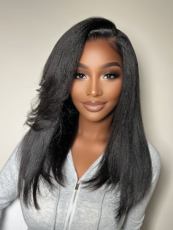 UNice Bye-Bye Knots 7x5 Lace Yaki Straight Wig with Side Swept Bangs