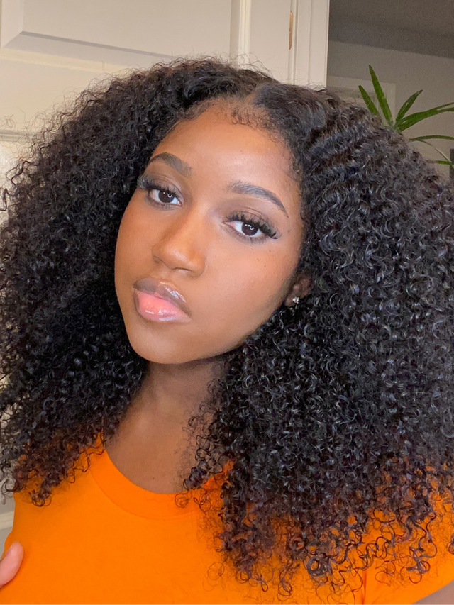 $99=2 Wigs | 16" Lace Part Kinky Curly Wig and 10" Bob Wig with Bang