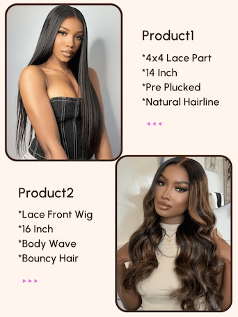 2 Wigs $139 for 4x4 Lace Part Wig and 16" Lace Front Wig