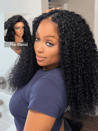 UNice Blend & Secure Half Wig Kinky Curly Glueless Wig for Beginners