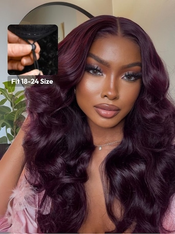 UNice 7x5 Bye-Bye Knots™ & 13x4 Pre-Everything™ Lace Frontal Purple Black Cherry Layered Straight & Loose Wave With Invisi Drawstring Wig