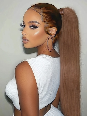 UNice Clip In Ponytail Extension Chocolate Brown Straight Human Hair