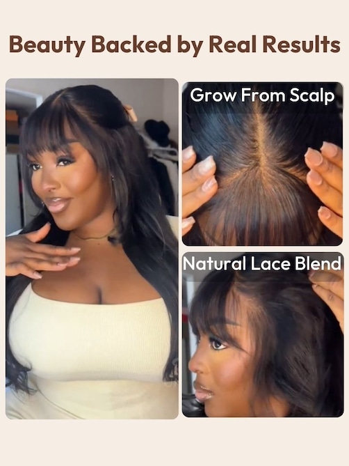 UNice 7x5 Bye-Bye Knots™ & 13x4 Pre-Everything™ Lace Frontal Black Fluffy Natural Loose Wave Curtain Bangs Wig